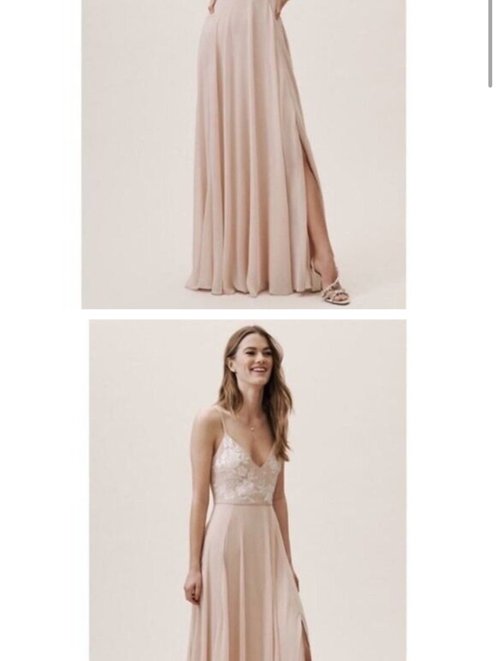 BHLDN Blush Lace Bodice Spaghetti Strap Maxi Dress